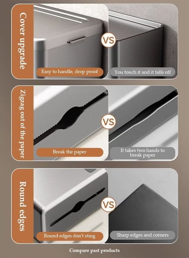 Reelyo Wall-Mounted Tissue Holder Punch-Free Self Adhesive Tissue Dispenser Transparent Punch-Free Bathroom Toilet Paper Case Phone Rack Clear Tissue Storage with storage function For Bathroom Living Room Bedroom  Office White - Image 5